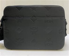 MCM Aren Messenger Bag in Black Maxi Monogram Nappa Leather